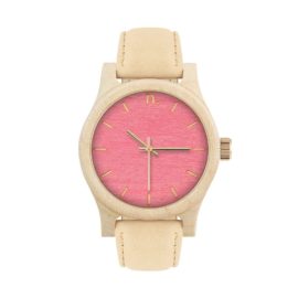 Dámske drevené hodinky Classic - Ružovo béžové