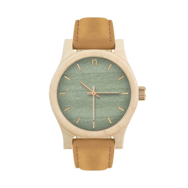 Dámske drevené hodinky Classic - Škoricovo zelené