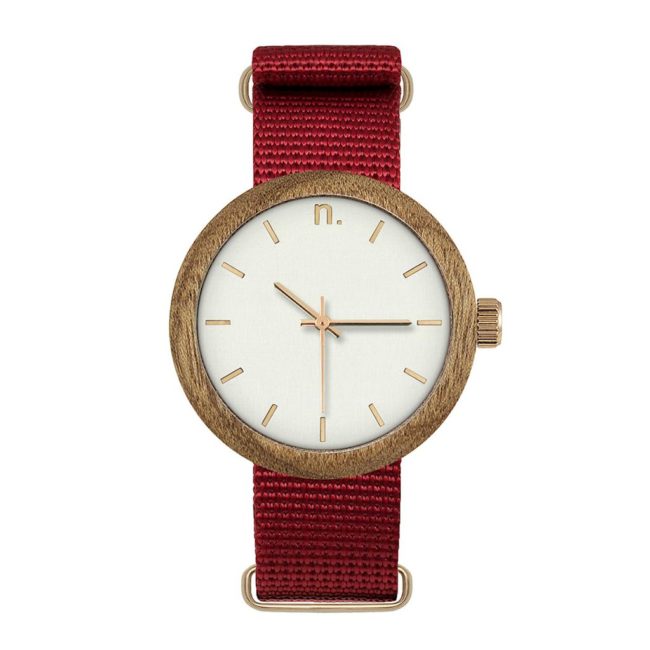 Dámske drevené hodinky New hoop - Bielo červené
