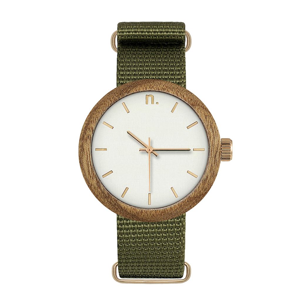 Dámske drevené hodinky New hoop - Bielo zelené