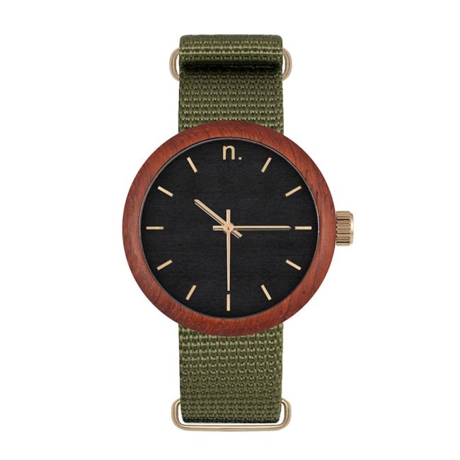Dámske drevené hodinky New hoop - Čierno zelené