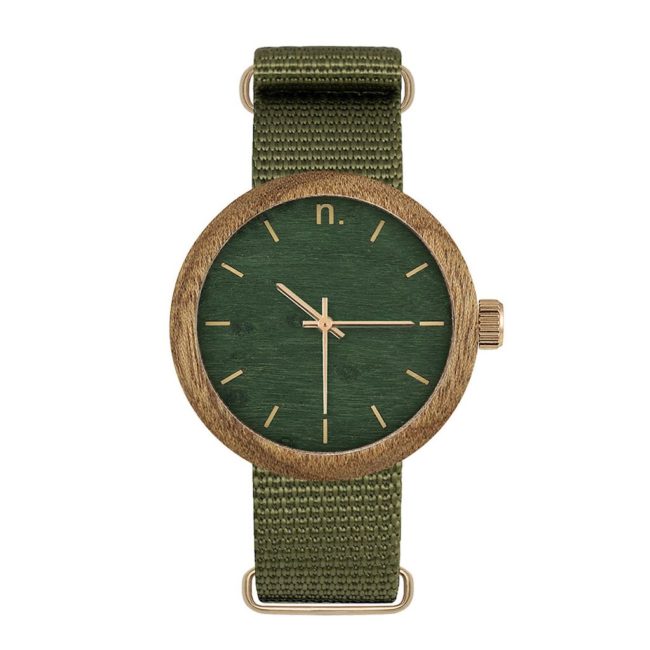 Dámske drevené hodinky New hoop - Tmavo zelené