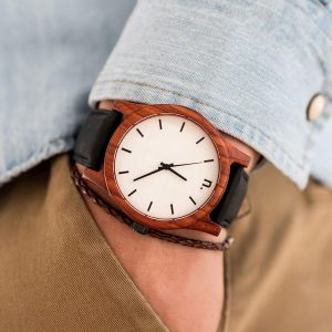 Pánske drevené hodinky Classic - Bielo čierne