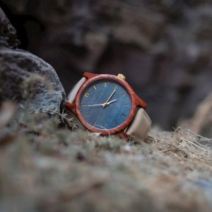 Pánske drevené hodinky Classic - Modro béžové
