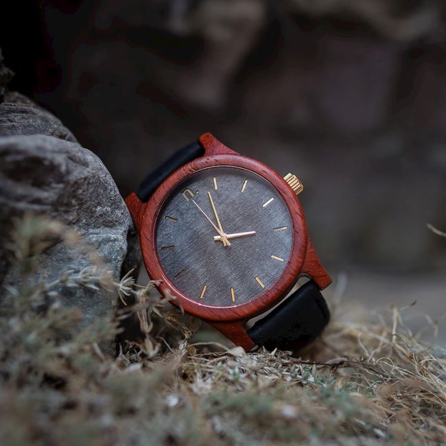 Pánske drevené hodinky Classic - Sivo čierne