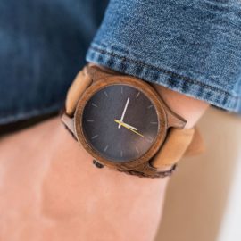 Pánske drevené hodinky Classic - Škoricovo čierne