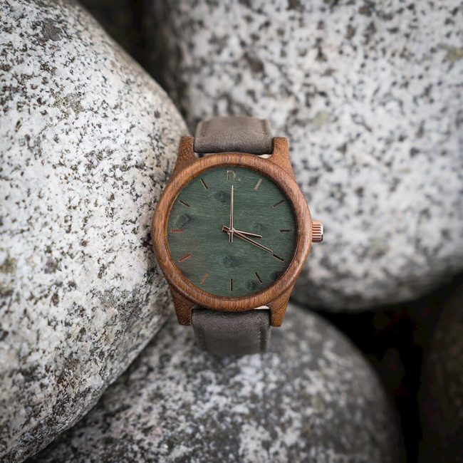 Pánske drevené hodinky Classic - Zeleno šedé
