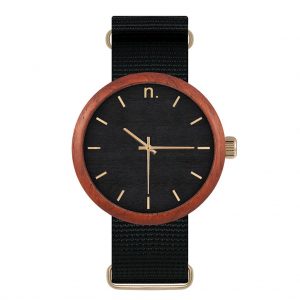 Pánske drevené hodinky New hoop - Čierno zlaté I