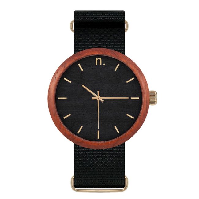 Pánske drevené hodinky New hoop - Čierno zlaté I