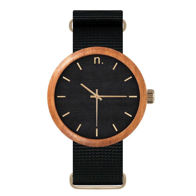 Pánske drevené hodinky New hoop - Čierno zlaté II