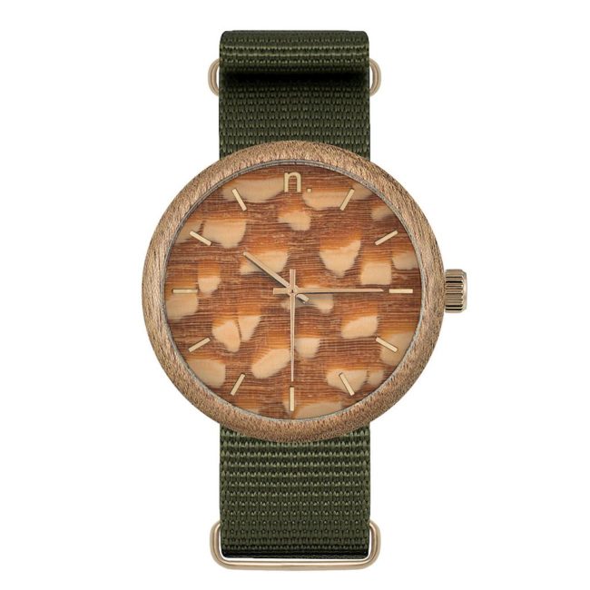 Pánske drevené hodinky New hoop - Škoricovo zelené
