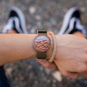 Pánske drevené hodinky New hoop - Škoricovo zelené