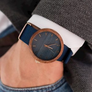 Pánske drevené hodinky New hoop - Tmavo modré