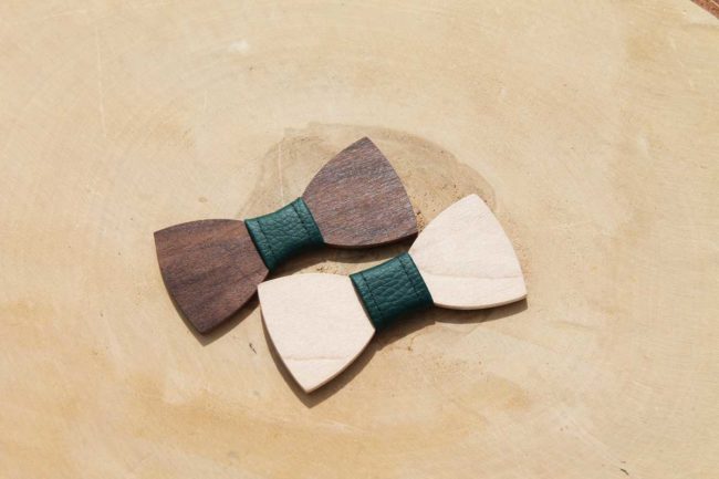 Detský drevený motýlik – Zelená koženka