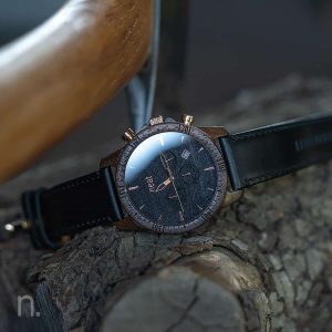 Pánske drevené hodinky Chrono - Čierno zlaté