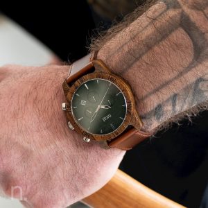 Pánske drevené hodinky Chrono – Hnedo strieborné