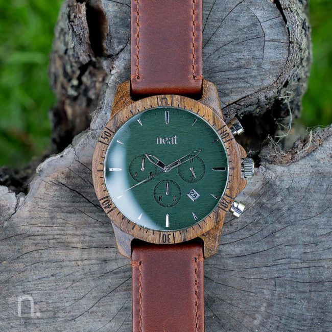 Pánske drevené hodinky Chrono – Hnedo strieborné