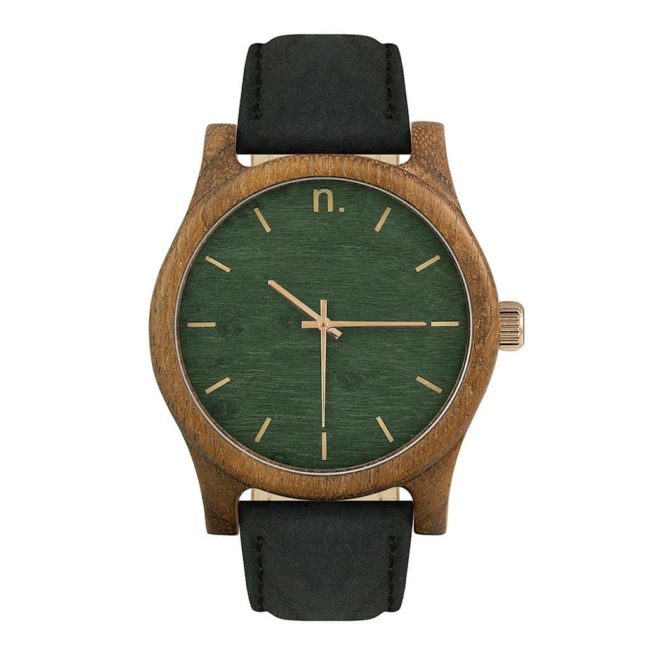 Pánske drevené hodinky Classic - Zeleno čierne