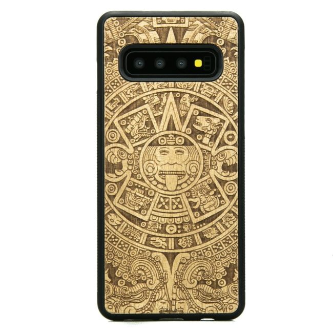 Drevený kryt Samsung Galaxy S10+ Aztecký kalendár Anigre