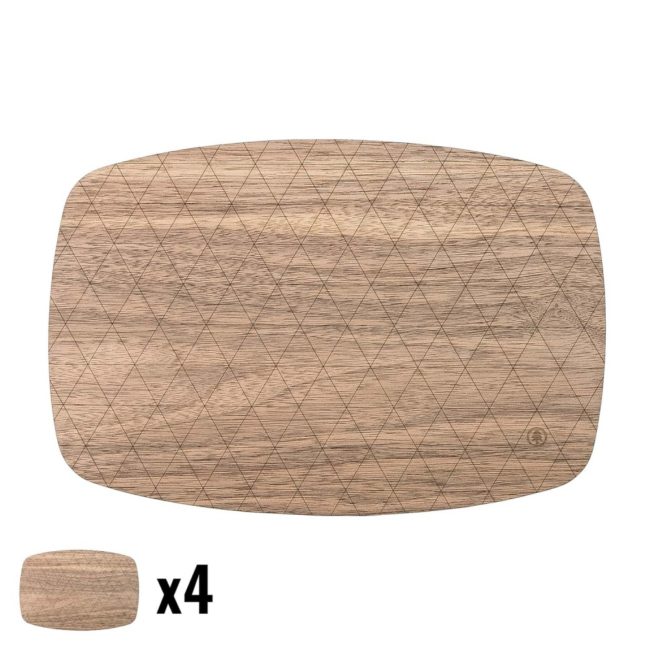Drevené stolové prestieranie - Orech - Stredné - 4ks