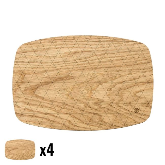 Drevené stolové prestieranie - Dub - Stredné - 4ks