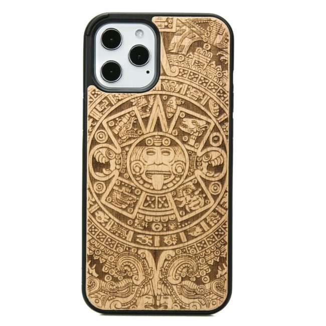 Drevený kryt Apple iPhone 12 Pro Max Aztecký kalendár Anigre