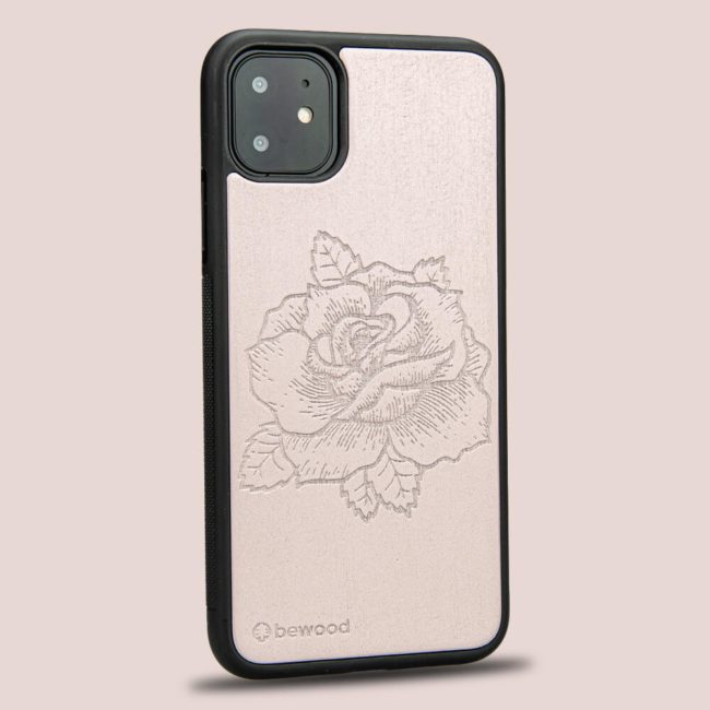 Drevený kryt iPhone 11 Pro Max - Lady Ružová ruža