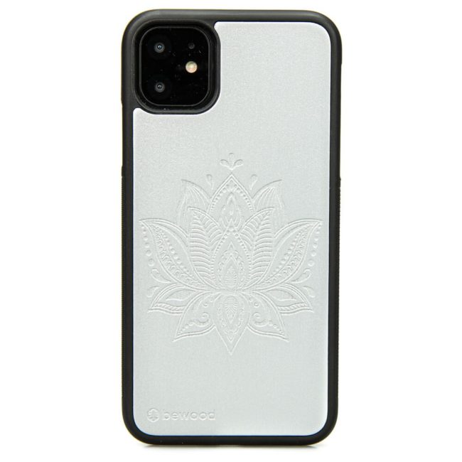 Drevený kryt iPhone 11 Pro Max - Lady Strieborná & Lotus
