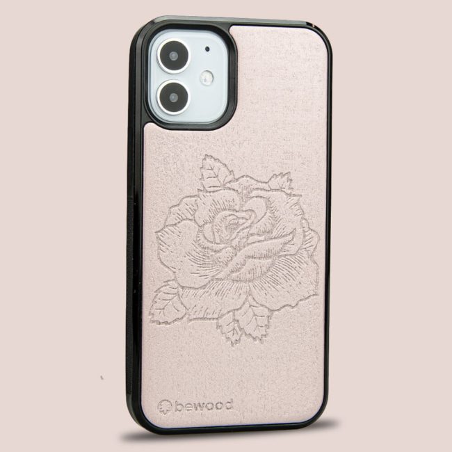 Drevený kryt iPhone 12 Mini - Lady Ružová ruža