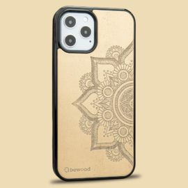 Drevený kryt iPhone 12 Pro Max - Lady Zlatá & Mandala