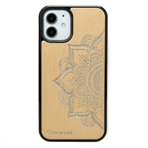 Drevený kryt iPhone 12 Mini - Lady Zlatá & Mandala