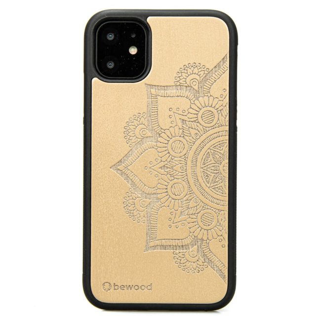 Drevený kryt iPhone 11 - Lady Zlatá & Mandala