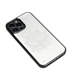 Drevený kryt iPhone 13 Pro Max - Lady Strieborná & Lotus