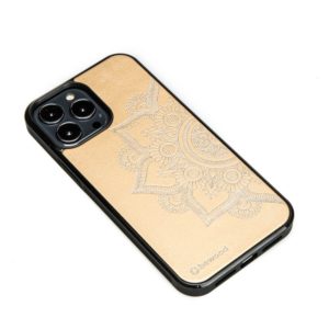 Drevený kryt iPhone 13 Pro Max - Lady Zlatá & Mandala