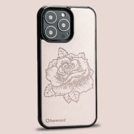 Drevený kryt iPhone 13 Pro - Lady Ružová ruža