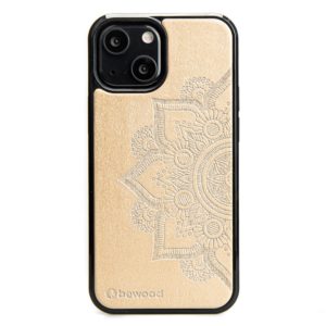Drevený kryt iPhone 13 Mini - Lady Zlatá & Mandala