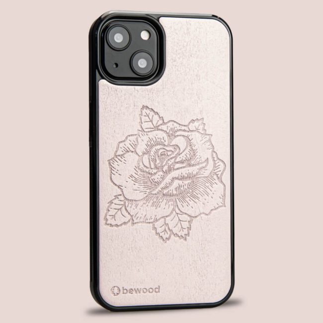 Drevený kryt iPhone 13 - Lady Ružová ruža