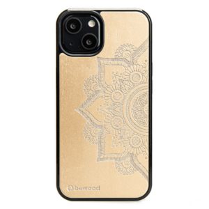 Drevený kryt iPhone 13 - Lady Zlatá & Mandala