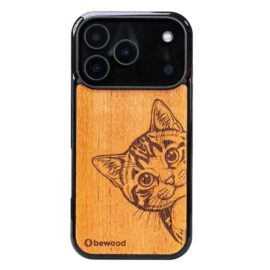Drevený kryt na iPhone 17 Pro Mačka MERBAU