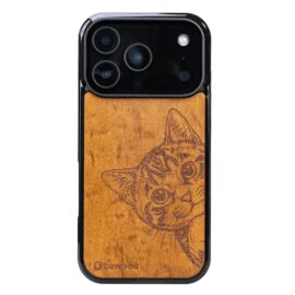 Drevený kryt na iPhone 17 Pro Mačka IMBUIA
