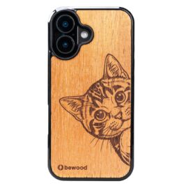 Drevený kryt na iPhone 17 Mačka MERBAU