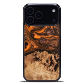 Drevený kryt na mobil so živicou iPhone 17 Pro Max - Orange
