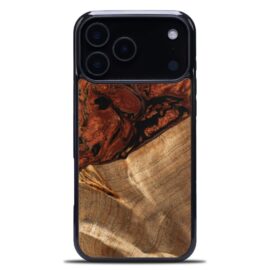 Drevený kryt na mobil so živicou iPhone 17 Pro Max - 4 Živly - Oheň