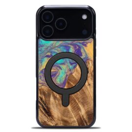 Drevený kryt na mobil so živicou iPhone 17 Pro Max - Planéty - Merkur MagSafe
