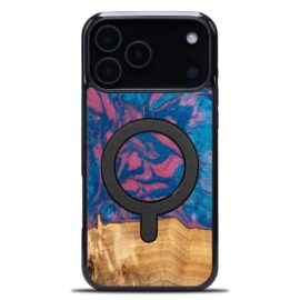 Drevený kryt na mobil so živicou iPhone 17 Pro Max - Neons - Vegas MagSafe