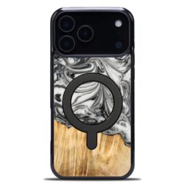 Drevený kryt na mobil so živicou iPhone 17 Pro Max - 4 Živly - Zem MagSafe