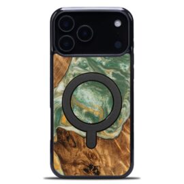 Drevený kryt na mobil so živicou iPhone 17 Pro Max - 4 Živly - Voda MagSafe