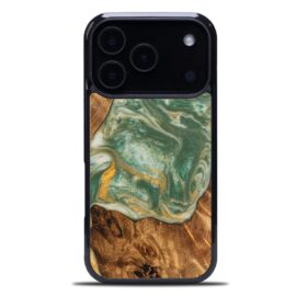 Drevený kryt na mobil so živicou iPhone 17 Pro - 4 Živly - Voda