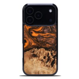 Drevený kryt na mobil so živicou iPhone 17 Pro - 4 Živly - Oheň