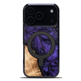 Drevený kryt na mobil so živicou iPhone 17 Pro - Violet MagSafe